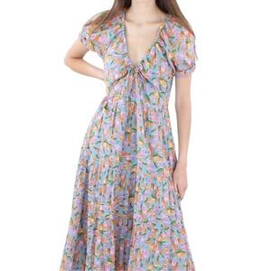 Banjanan Norma Dreas  Tie-Front Maxi Dress in Lavender